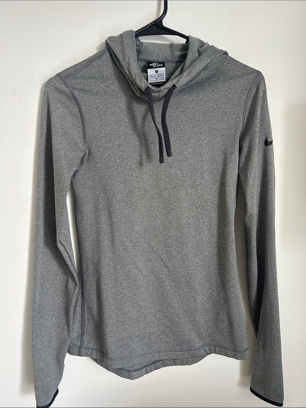 Nike pro Dri-FIT fleece Shirt with thumb holes gray